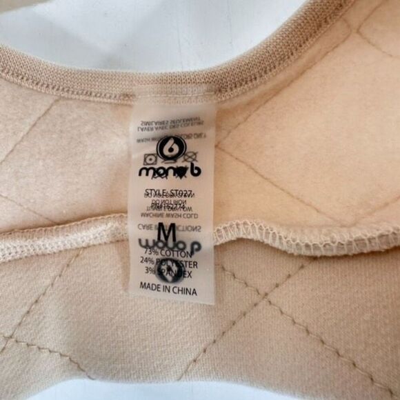 NWT Mono B Quilted Style Cream Cropped Sports Bra Tank Top Medium - Picture 4 of 10